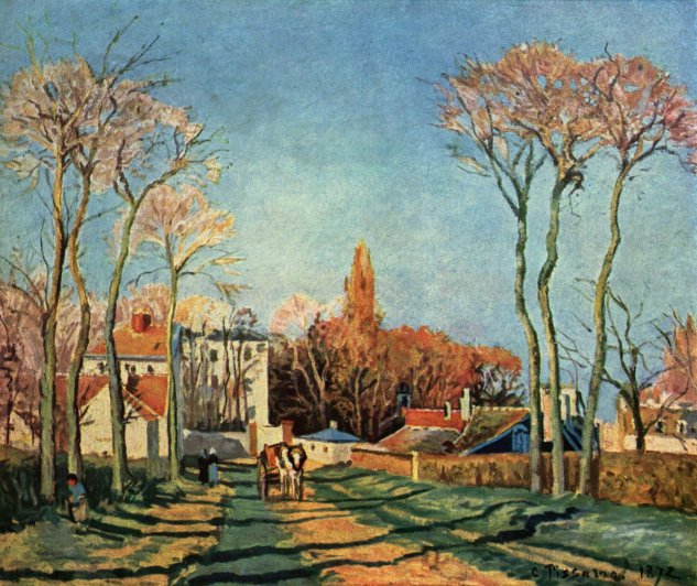 Entrada al pueblo de Voisins -  Camille Pissarro - artelista.com