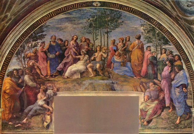 Stanza della Segnatura en el Vaticano para Julio II, fresco mural, escena