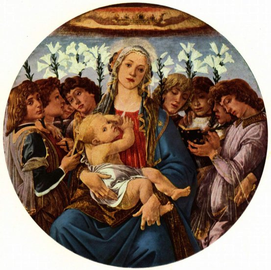 Virgen con ocho ángeles cantando (Madonna berlinesa), tondo Sandro  Botticelli