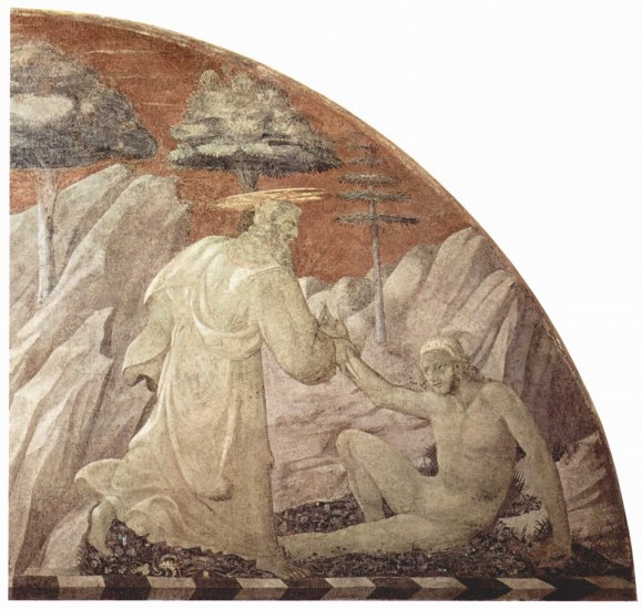  Alttestamentarischer Freskenzyklus zur Genesis im Kreuzgang von Santa Maria Novella in Florenz, Szene in Lünette