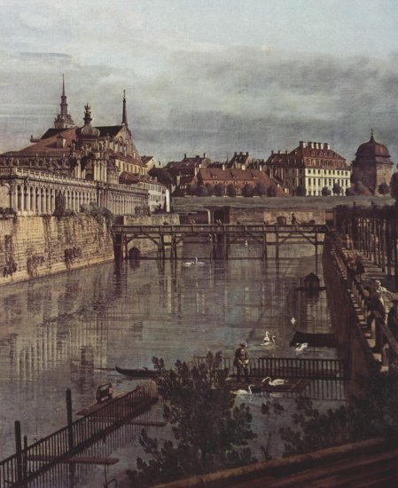  Ansicht von Dresden, Der alte Wassergraben des Zwingers, von der Orangerie Richtung Stadt aus gesehen, Detail
