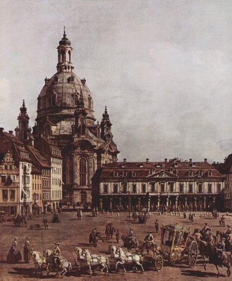  Ansicht von Dresden, Der Neumarkt in Dresden vom Jüdischen Friedhof aus, mit Frauenkirche und Altstädter Wache, Detail
