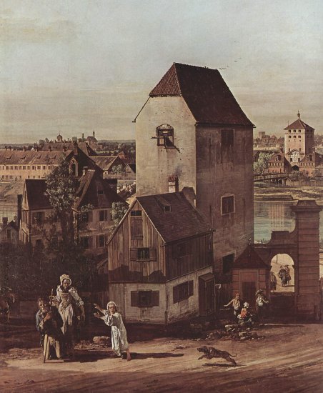  Ansicht von München, Das Brückentor und die Isar, München von Heidhausen aus gesehen, Detail
