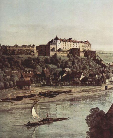  Ansicht von Pirna, Pirna von den Weinbergen bei Prosta aus, mit Festung Sonnenstein, Detail
