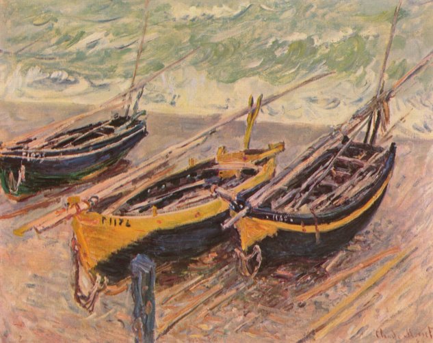 Barcos de Étretat (tres barcos pesqueros)