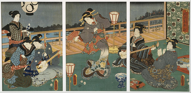 Entretenimiento de cortesanas. Hacia 1837. Utagawa Kunisada