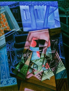 Naturaleza muerta y paisaje Place Ravignan. 1915. Juan Gris