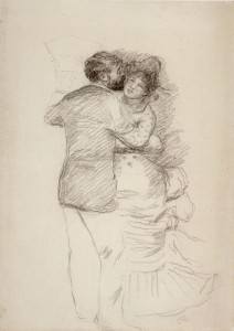Estudio a lápiz para Danza en el país. 1883. Renoir. Fueron dos falsos dibujos de Renoir, vendidos a Faulkner, los que despertaron las primeras sospechas con graves consecuencias para De Hory.