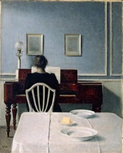 Interior con una chica en el piano. 1901. Vilhelm Hammershoi