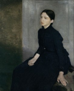 Retrato de una joven mujer. La hermana del artista, Anna Hammershoi. 1885. Vilhelm Hammershoi