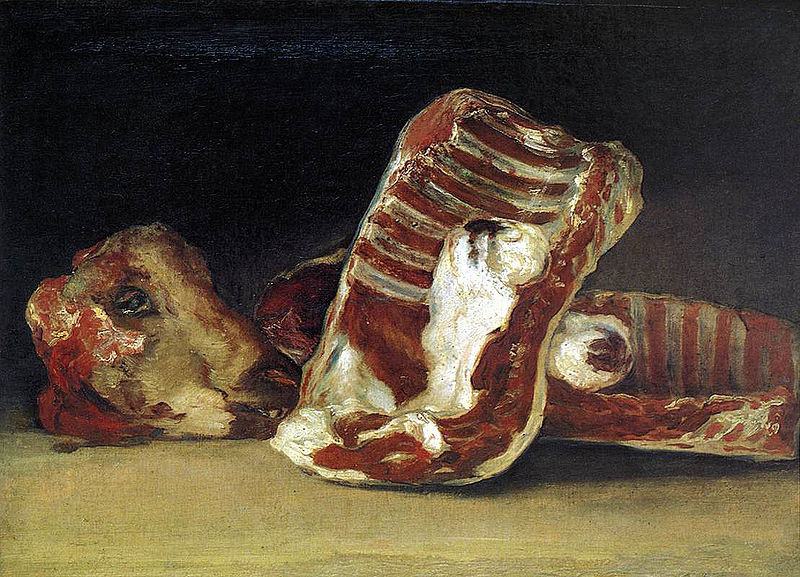 Bodegón con costillas y cabeza de cordero. 1808- 1812. Francisco de Goya