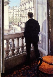 Hombre joven en el balcón. 1875. Gustave Caillebotte