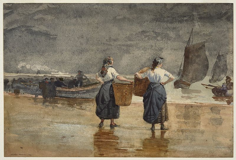 Pescadoras en la playa, Cullercoats. 1881. Winslow Homer