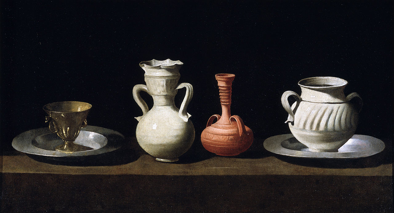 Bodegón con cacharos. Hacia 1650. Francisco de Zurbarán