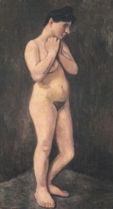 Desnudo femenino de pie con los brazos sobre el pecho. Hacia 1905. Paula Modersohn- Becker