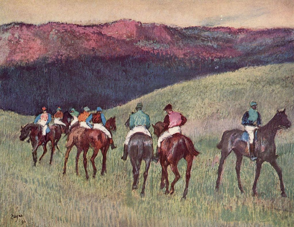 Caballos de carreras en un paisaje. 1894. Edgar Degas