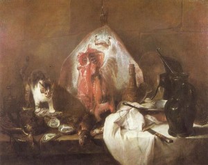 Bodegón con gato y raya. 1728. Jean Siméon Chardin.
