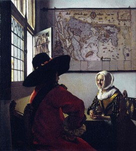 Militar y muchacha riendo. Hacia 1658. Johannes Vermeer