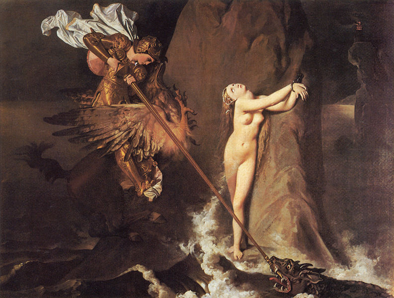 Ruggiero libera a Angelica. 1819. Jean Auguste Dominique Ingres