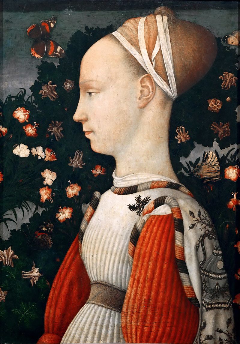 Pisanello: retrato de una princesa y tres mariposas