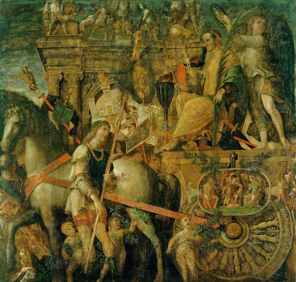 Los triunfos del César IX - Julio César en su carruaje (1485 - 1505), Andrea Mantegna, Hampton Court (Reino Unido).
