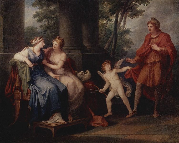 Venus convence a Helena para que escape con Paris (1790), Angelika Kauffmann, Hermitage (San Petersburgo).