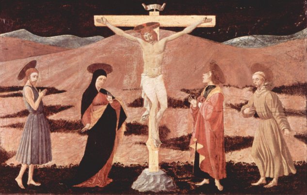  Christus am Kreuz, Maria, Hl. Johannes der Täufer, Hl. Johannes Evangelist und Hl. Franziskus
