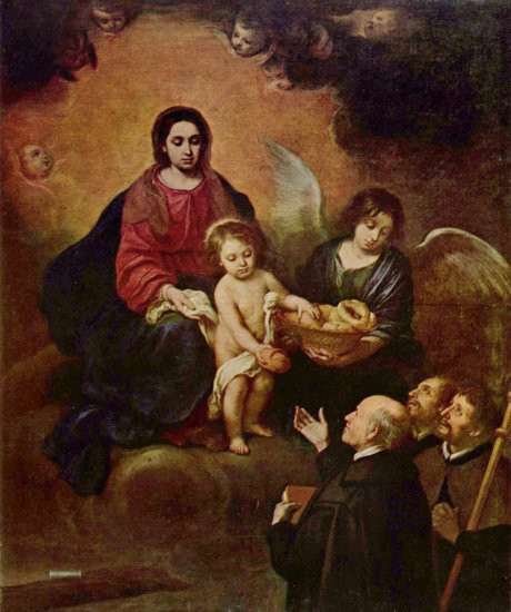  Das Christuskind verteilt Brot an die Pilger
