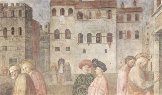 Freskenzyklus der Brancacci-Kapelle in Santa Maria del Carmine in Florenz, Szenen aus dem Leben Petri, Szene von Masolino