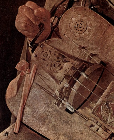  Ghironda-Spieler (Drehleier), Detail