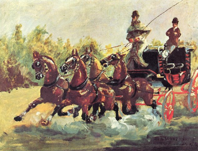  Graf Alphonse de Toulouse-Lautrec lenkt einen Vierspänner
