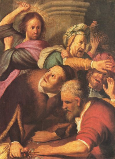 Jesús expulsando del templo a los cambistas