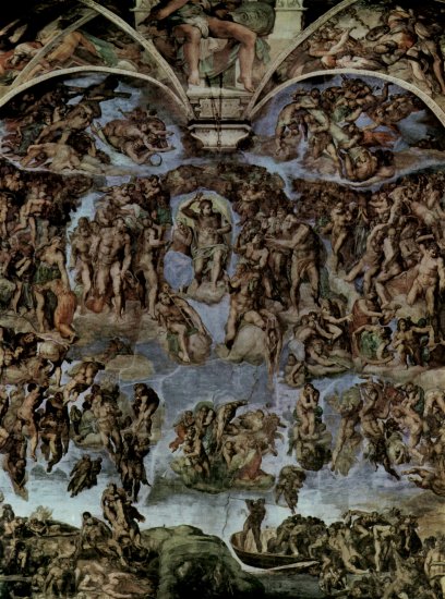 Juicio Final, fresco en el muro del altar de la Capilla Sixtina, visión de conjunto