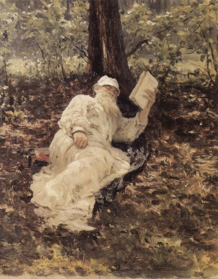  Lew Nikolajewitsch Tolstoj ruht sich im Walde aus
