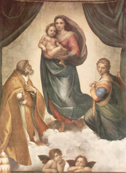 Madonna de San Sixto, escena