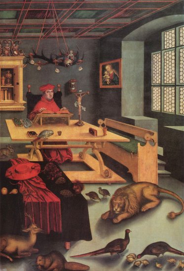  Porträt des Kardinal Albrecht von Brandenburg als Hieronymus im Gehäus
