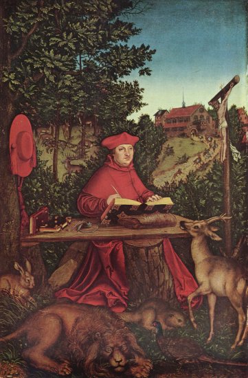  Porträt des Kardinal Albrecht von Brandenburg als Hl. Hieronymus im Grünen
