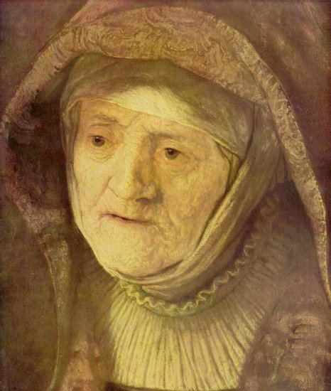 Retrato de la madre de Rembrandt, detalle, óvalo