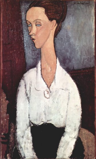 Retrato de Lunia Czechowska con blusa blanca