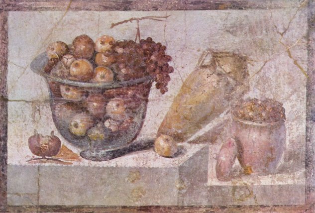  Stilleben mit Früchtekorb und Vasen
