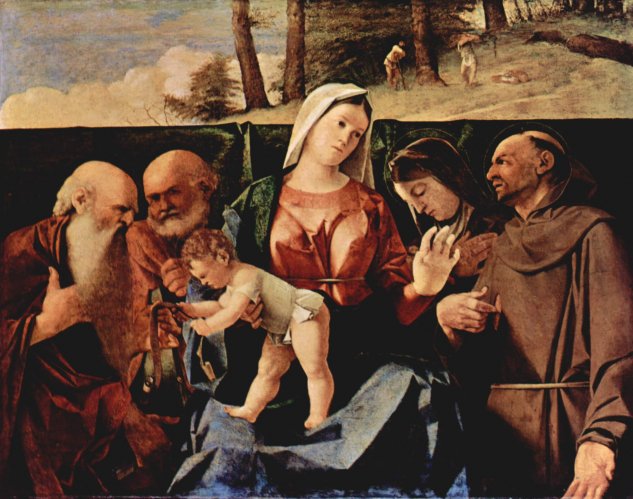  Thronende Madonna und Heilige, links