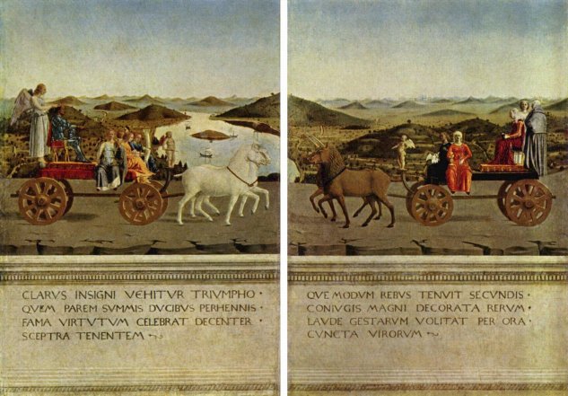  Triumphzug des Herzogspaares Frederigo di Montefeltro und seiner Gemahlin Battista Sforza
