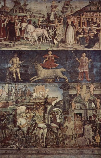  Fresken mit den Monatsdarstellungen März, April, Mai im Palazzo Schifanoia, Szene