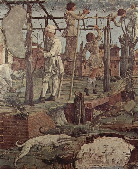  Fresken mit den Monatsdarstellungen März, April, Mai im Palazzo Schifanoia, Szene