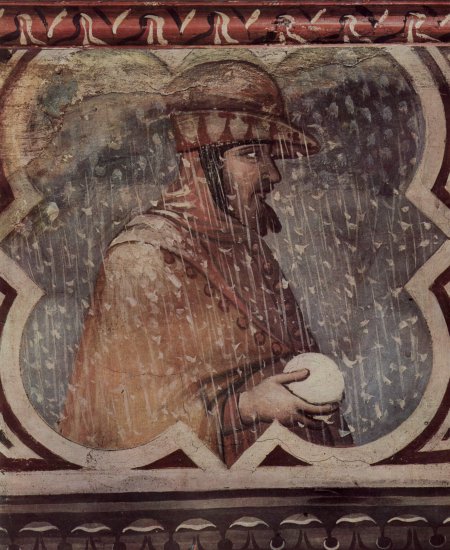  Freskenzyklus »Allegorien der guten und der schlechten Regierung« im Ratssaal der Neun, Palazzo Pubblico in Siena, Szene