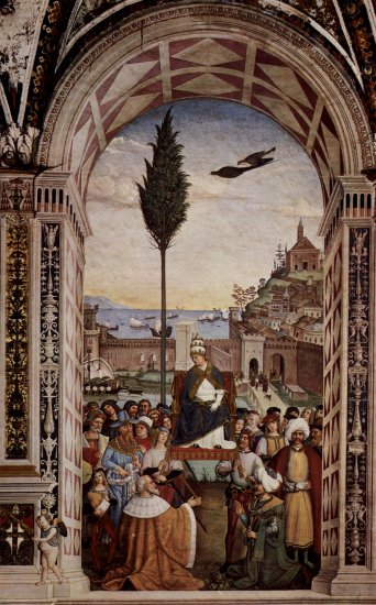  Freskenzyklus zu Leben und Taten des Enea Silvio Piccolomini, Papst Pius II. in der Dombibliothek zu Siena, Szene