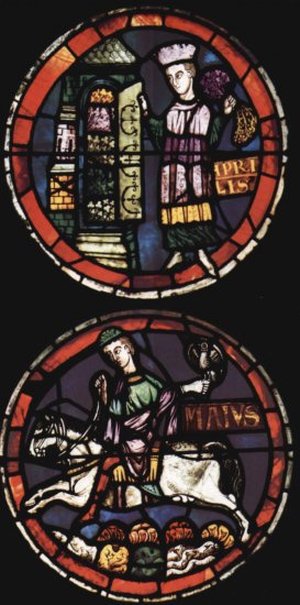  Glasfenster in Lausanne, Rose der Kathedrale, Szene