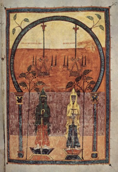  Gruppe der Beatus-Apokalypsen zum Textkompendium des spanischen Mönches Beatus von Liebana (8. Jhd.), Szene