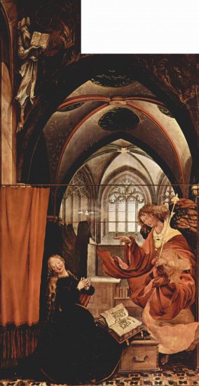  Isenheimer Altar, ehemals Hauptaltar des Antoniterklosters in Isenheim/Elsaß, zweite Schauseite, linker Flügel, Szene