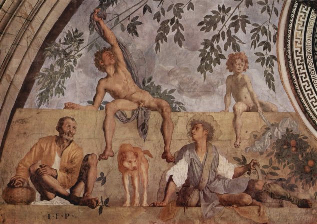  Jahreszeitenfresken in der Medici-Villa in Poggio a Cajano, linker Teil der Lünette, Szene